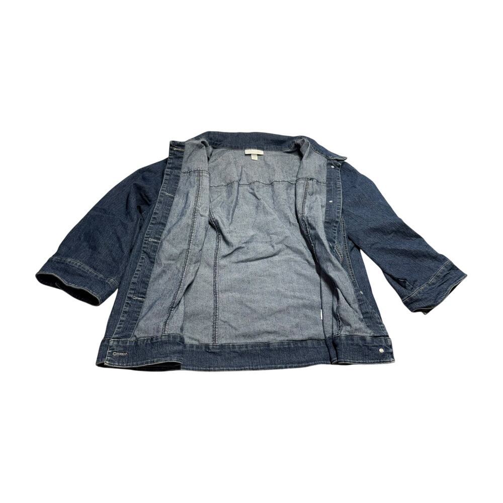 Dressbarn Plus 18W 20W Stretch Denim Jacket 3/4 Sleeve Blue